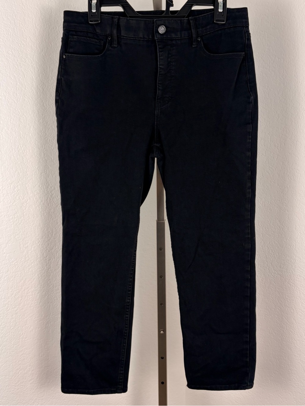 WHBM High Rise Straight Crop Black Jeans